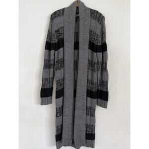 Cheap Monday Long Sweater Cardigan Women M/L Gray Black Wool Blend Open Boho